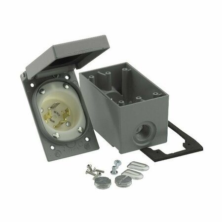 HUBBELL CANADA Hubbell Generator Hook-Up Box, 30 A, 1-Phase, Gray 58405